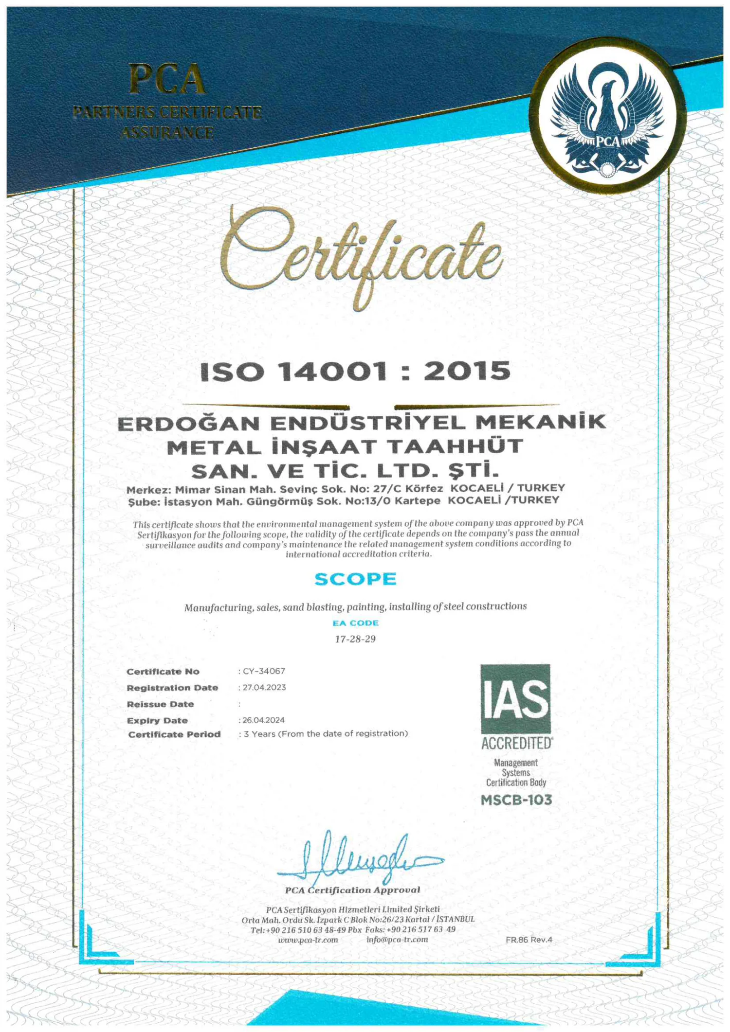 ISO 14001:2015 | Erdoğan Endüstri