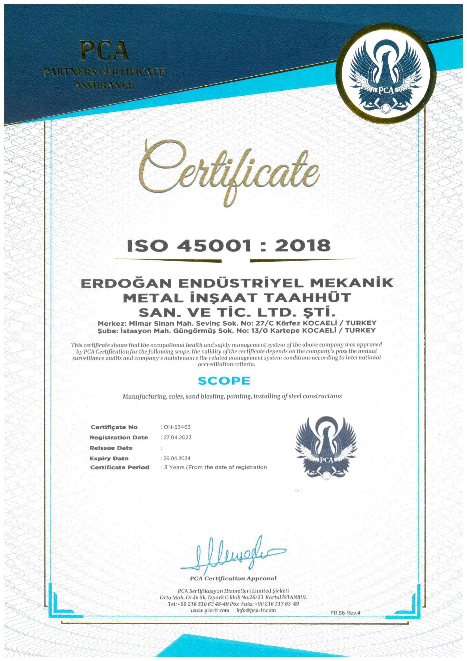 ISO 45001:2018 | Erdoğan Endüstri