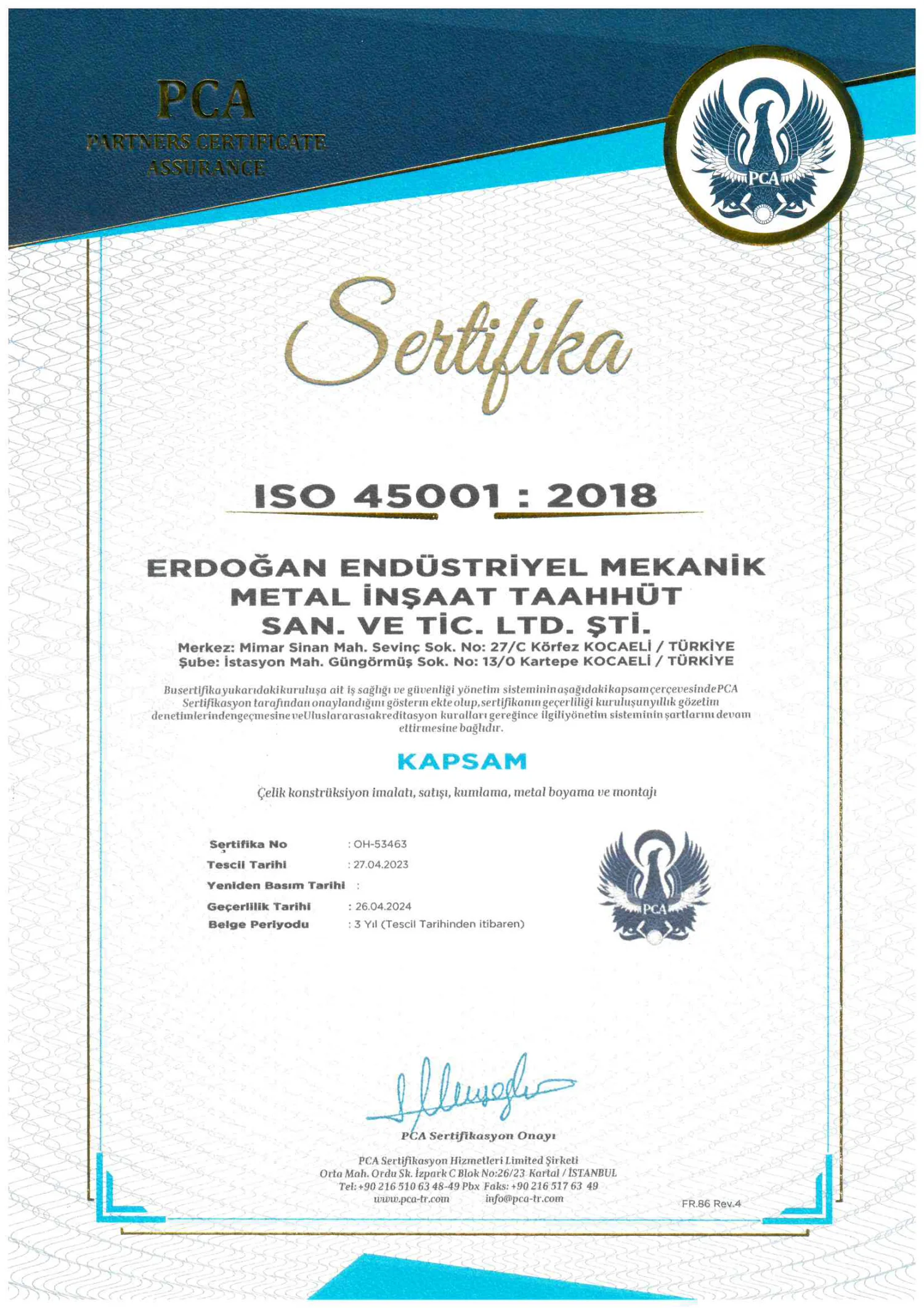 ISO 45001:2018 | Erdoğan Endüstri